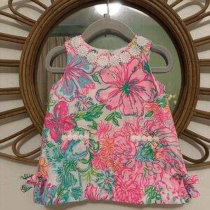 Lilly Pulitzer Floral Sleeveless Dress with Embroidered Neckline and Bloomers